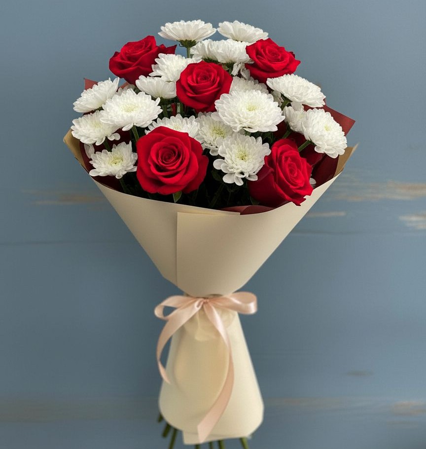 Букет цветов из: Розы и Хризантемы в Садовом Ставропольского края