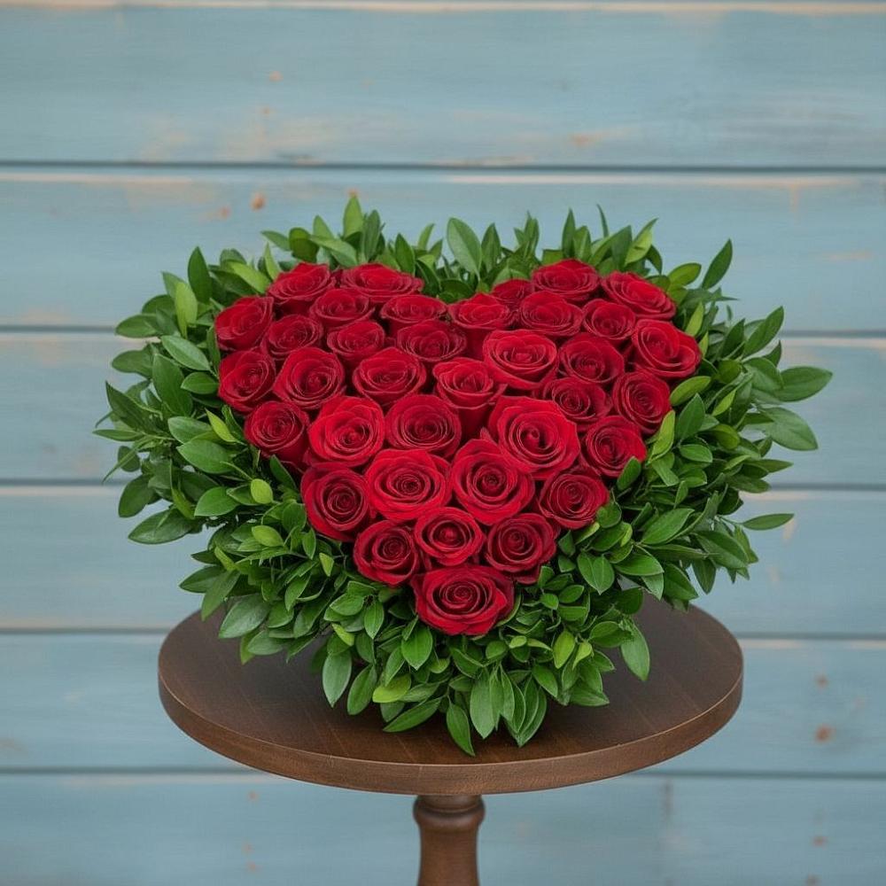 Цветочная композиция из Розы в виде сердца в Садовом Ставропольского края