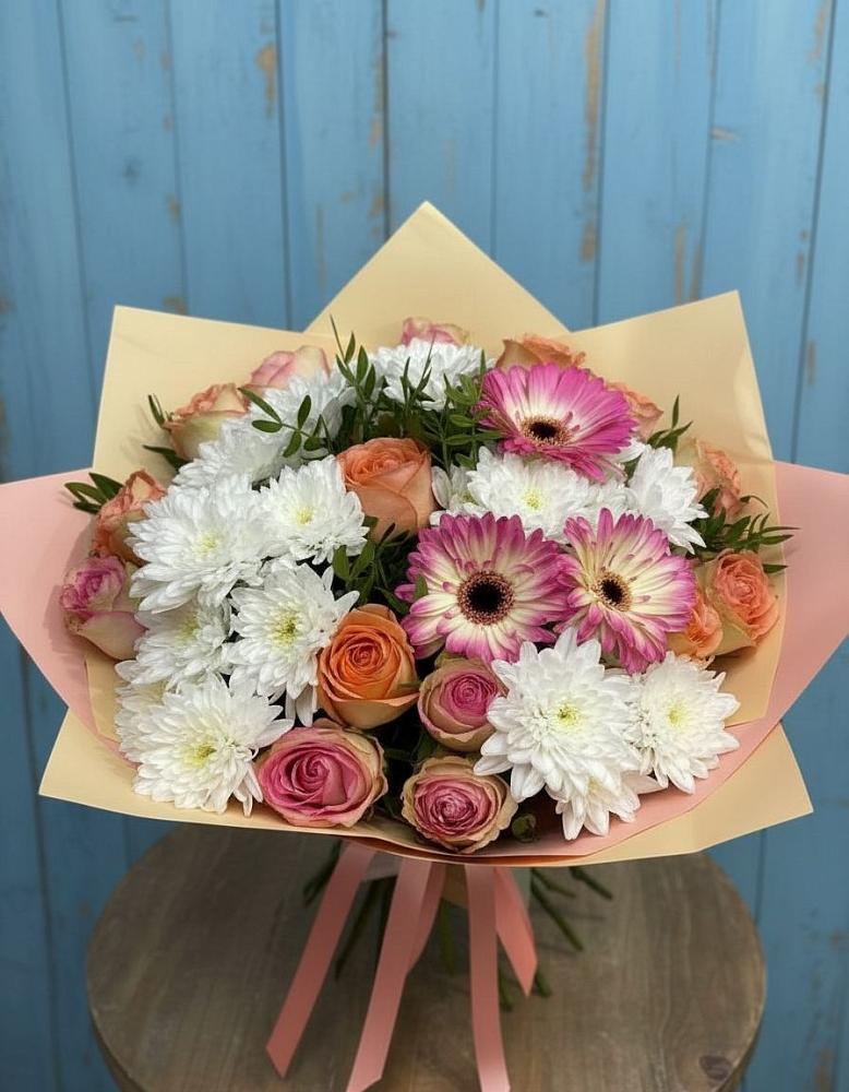 Букет цветов из: Розы, Герберы и Хризантемы в Садовом Ставропольского края