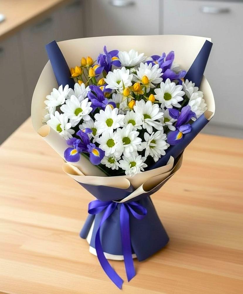 Букет цветов из: Розы, Ирисы и Хризантемы в Садовом Ставропольского края