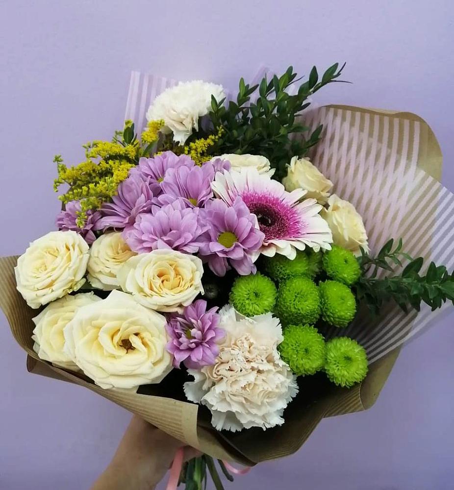 Букет цветов из: Хризантемы, Розы, Гвоздики и Герберы в Садовом Ставропольского края